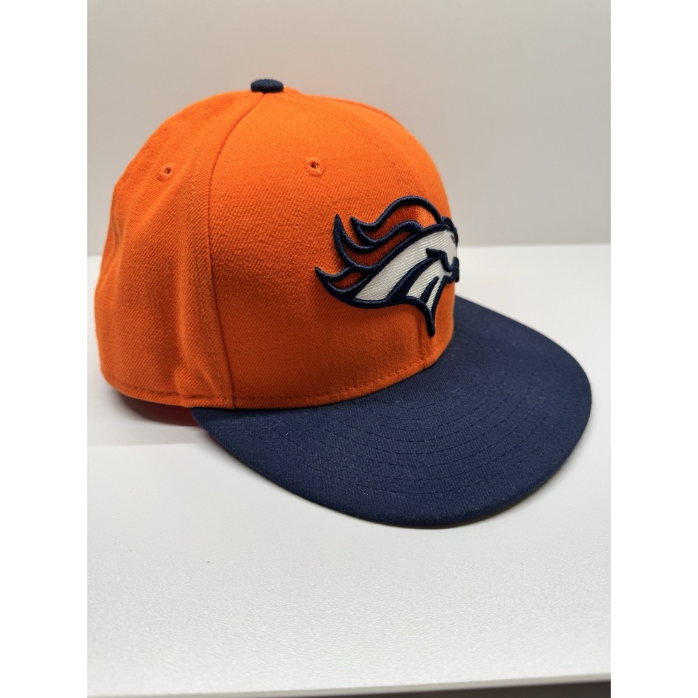 New Era 59FIFTY Denver Broncos Fitted Hat 7 1/8 Orange & Navy NFL On-Field Cap - Picture 2 of 5